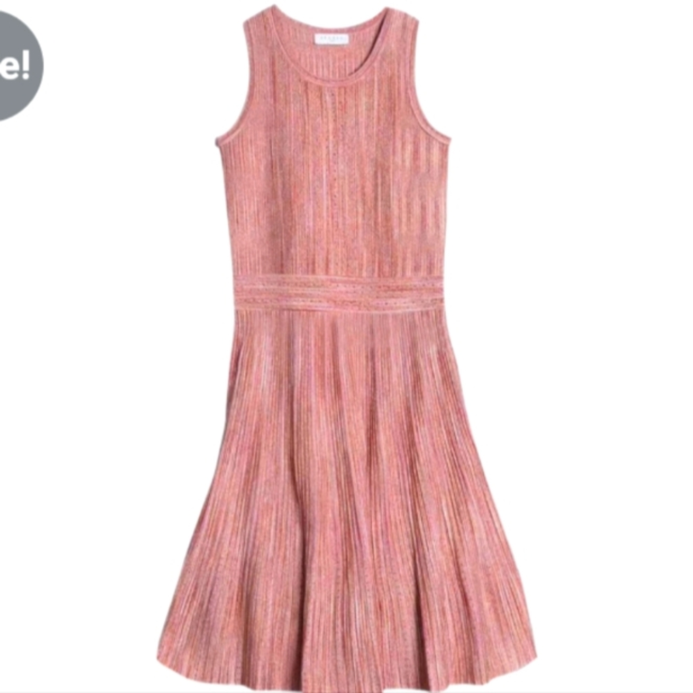 *sold* Sandro salva metallic knit pink fit and flare dress size 36, US S/6